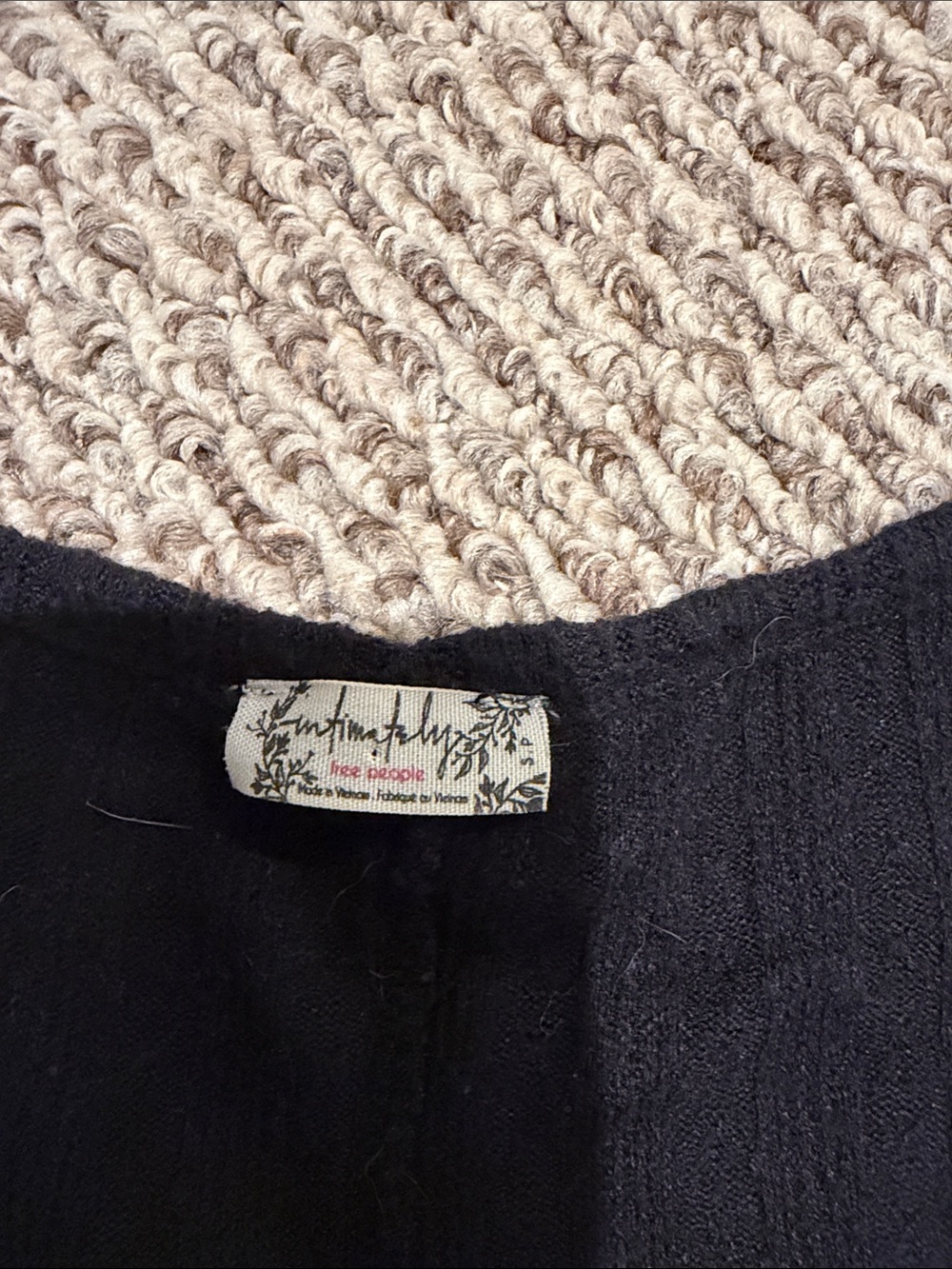 Free People Black Ribbed Button-Front Long Sleeve Top - Picture 2 of 6